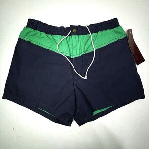 VTG 90s Bay Trader Swim Shorts Mens Small Blue Cotton Lined Trunks Deadstock NWT